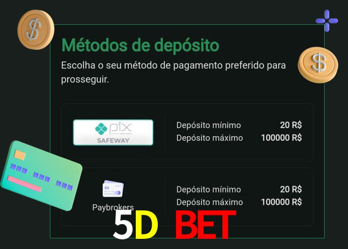O cassino 5D BET oferece uma grande variedade de métodos de pagamento